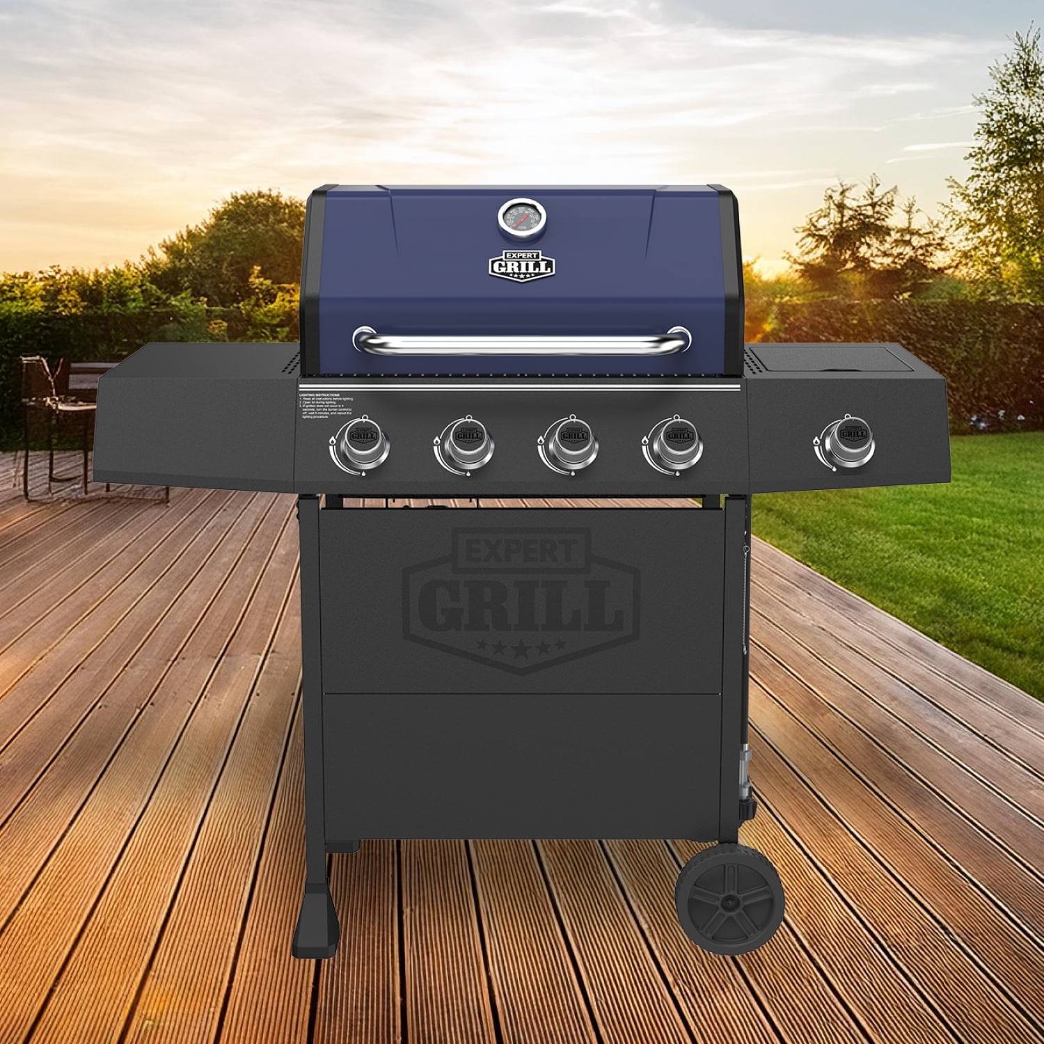 Expert Grill 4 Burner with Side Burner Propane Gas Grill in Blue