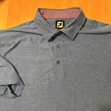 FootJoy Mens Extra Large Polo Shirt All Over Print Golf Performance Blue