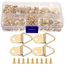 100Sets Metal Picture Frame Hooks Triangle Hanger for Wall Mounting Artworks