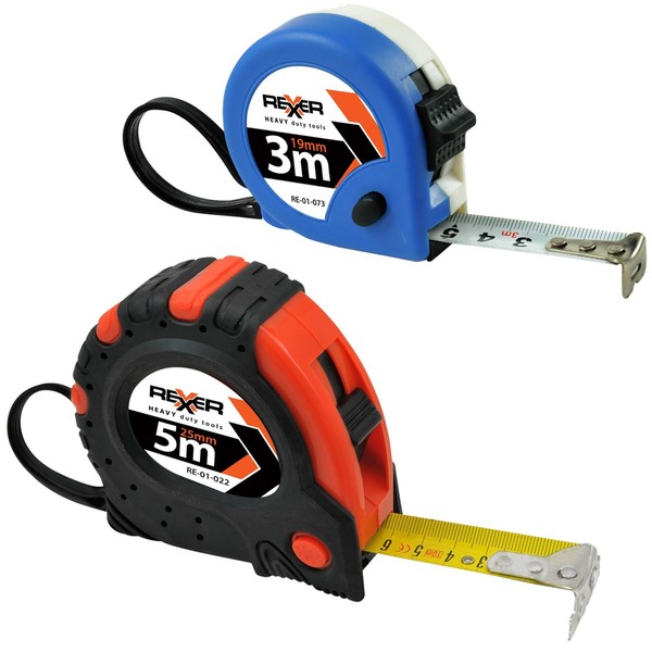 2Er MaßBand Set 3M/5M Rollbandmaß Bandmaß RollmaßBand Metermaß Messband Mit Clip-image