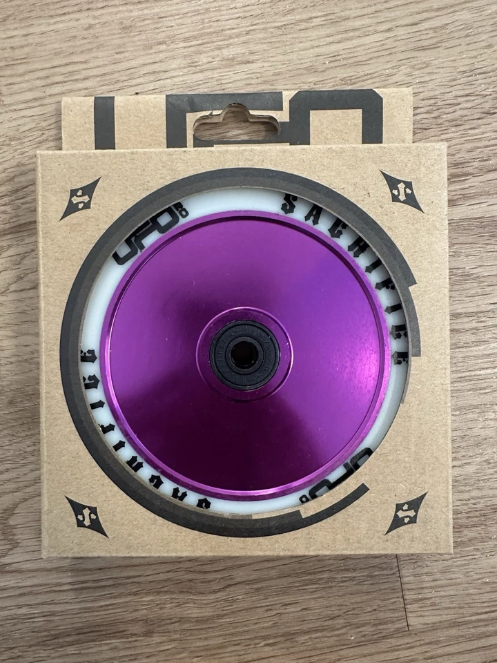 Sacrifice UFO 120mm Two Pack! Wheels for Pro Scooter - NEW Purple And White A2 - Image 4 of 4