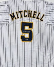 Brewers GARRETT MITCHELL Signed Custom Replica Pinstripe Jersey AUTO - BAS