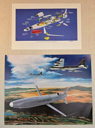Vintage Boeing AGM-86A Air Launched Cruise Missile Lithograph Art Print Lot of 2
