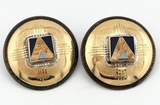 Tabra Sterling Brass & 14K Gold Round Disc Mosaic Pyramid Pierced Earrings