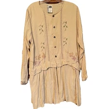 BLUE FISH Convertible Dress Jacket Sz 1 (up to Sz 16) Artsy Lagenlook Buttercup