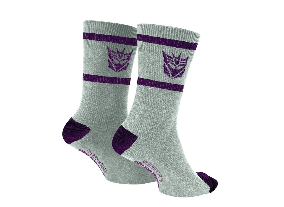 Hasbro Transformers Decepticons Symbol Grey and Purple Crew Socks - Image 2 of 3