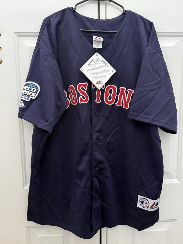 Camiseta Majestic MLB Boston Red Sox Manny Ramírez 2004 Serie Mundial Azul 3XL Nueva con Etiquetas Foto 2 de 4
