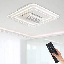 Bladeless Ceiling Fans with Lights, 20" Modern Flush Mount Ceiling Fan with R...