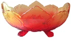 Vintage Jeanette Lombardi Orange Amberina 10" Glass Footed Fruit Bowl 1950's