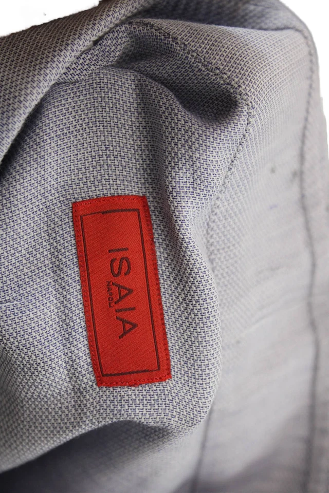 Camisa informal Isaia para mujer manga larga cuello abotonado azul talla 16 Foto 4 de 4