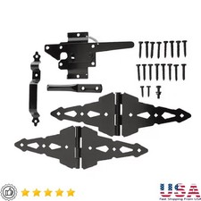 Heavy Duty Gate Kit Steel Latch Hinges Pull Handle Installation Hardware New