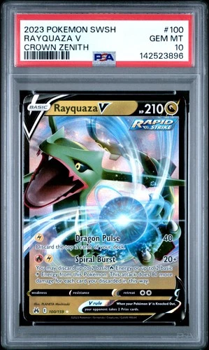 2023 POKEMON SWORD & SHIELD CROWN ZENITH #100 RAYQUAZA V PSA 10