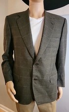 Canali Made in Italy Wool Cashmere Blend Blazer Jacket Window Pane Check Sz 44 R