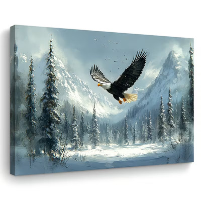 Adler über Berglandschaft Leinwandbild 40×30 cm   Natur Wildlife Wandkunst   Can