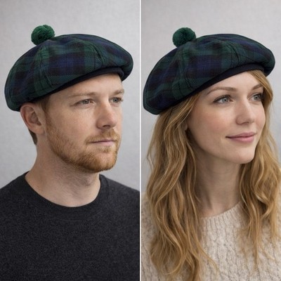 Vintage Marida Newsboy Cap Plaid Wool Baker Boy Hat Made in England