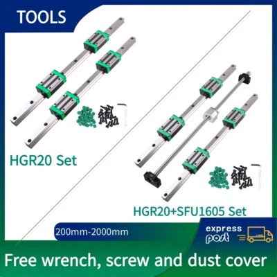 HGR20 Linearführung Linearschiene HGH20CA+SFU1605 Kugelumlaufspindel BK/BF12 Set