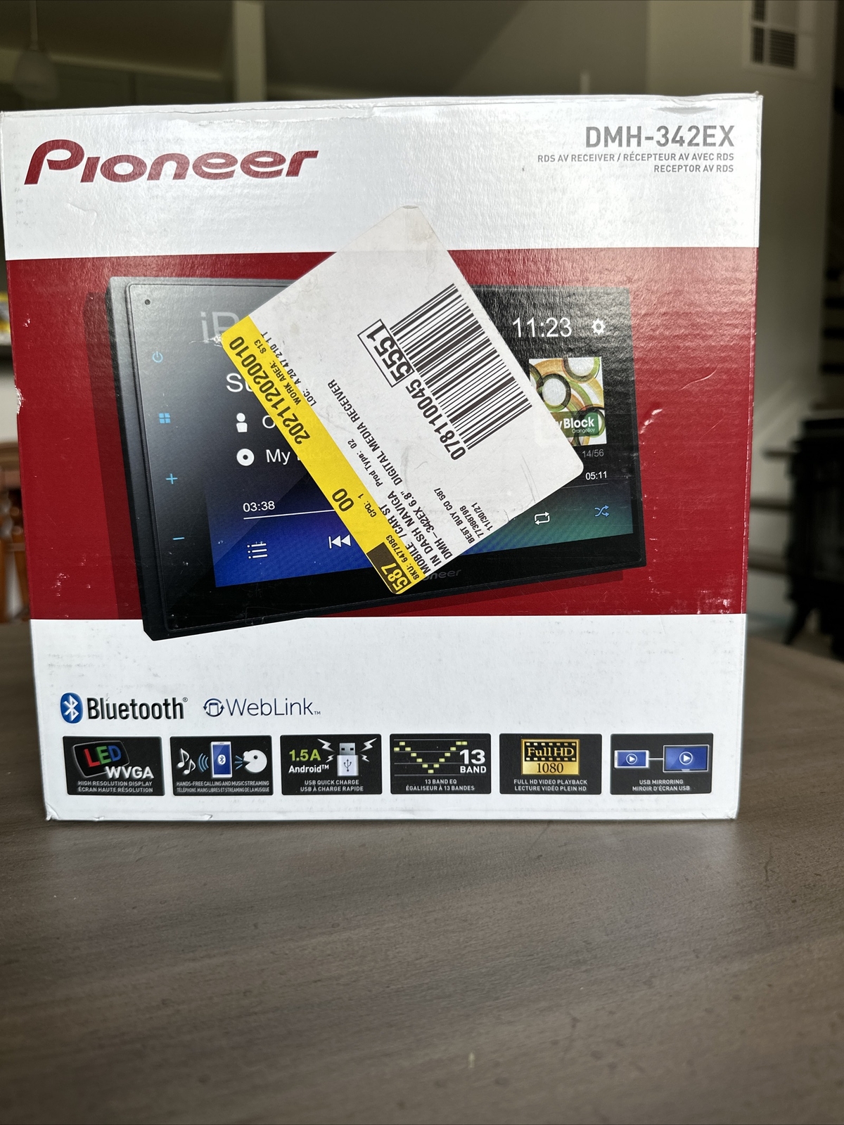 Pioneer DMH342EX 6.8" Double DIN Digital Media Receiver 884938485616