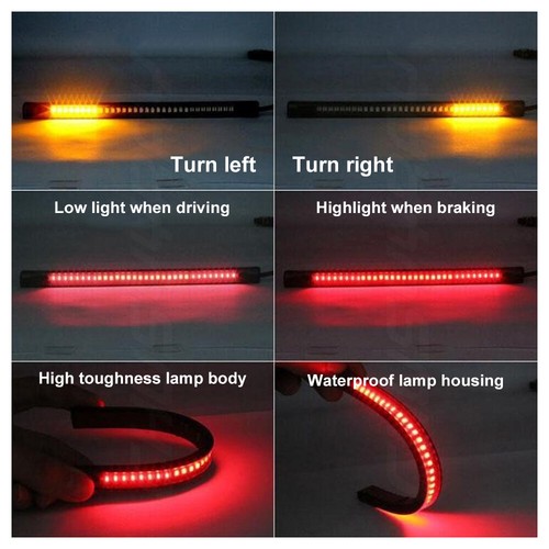 2x 48 LED Señales de giro para motocicleta Tira flexible Intermitentes Ámbar Luz trasera empotrada - Imagen 8 de 9