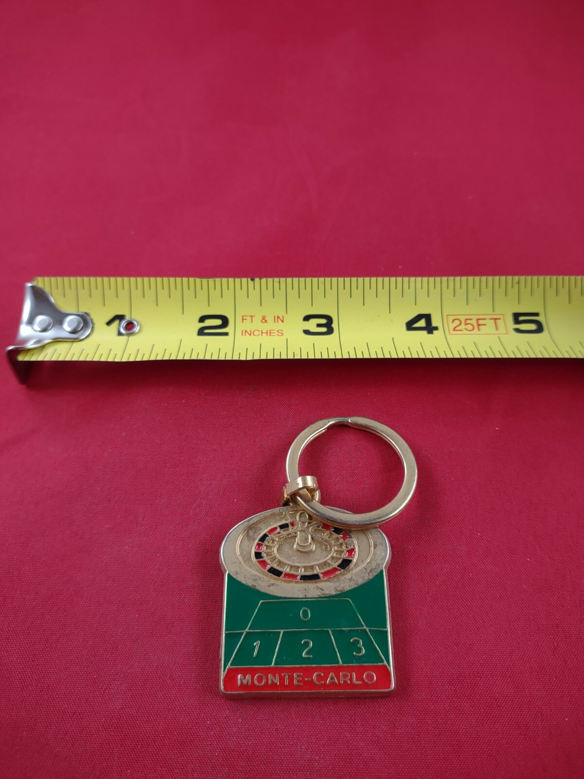 Vintage Monte Carlo Roulette Keychain Key Ring Chain Fob Hangtag *139C