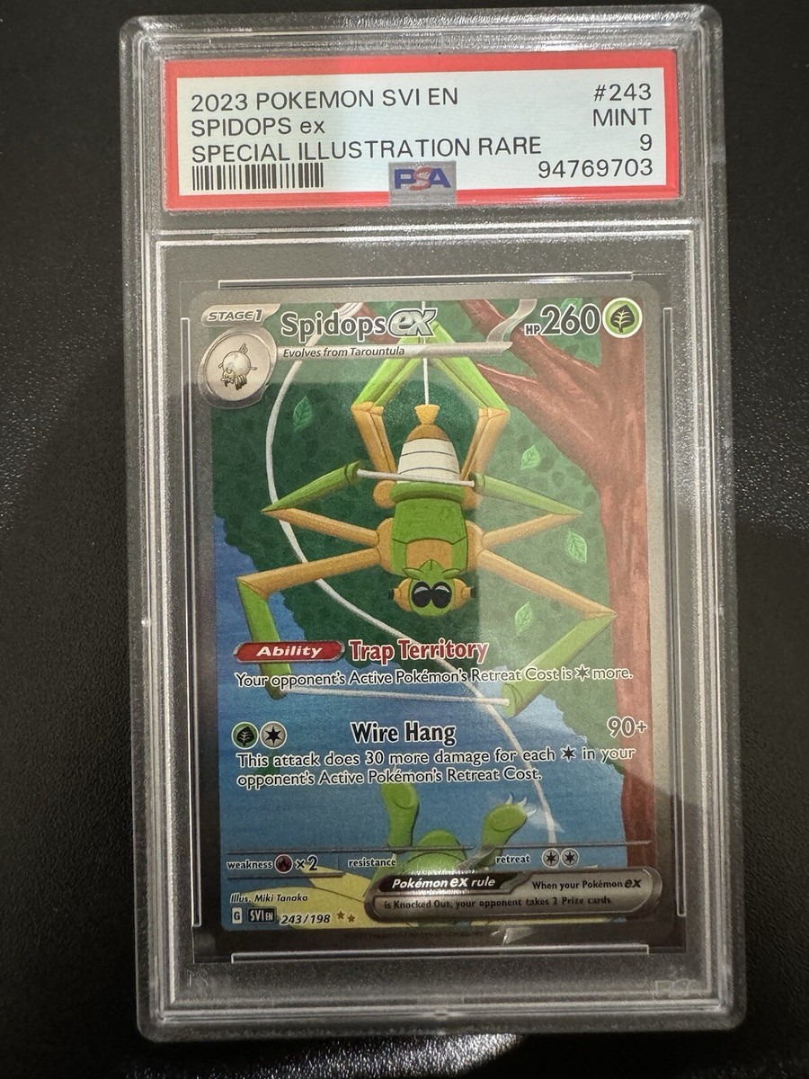 Pokemon TCG Spidops Ex Scarlet Violet 243/198 English Full Art Graded PSA 9