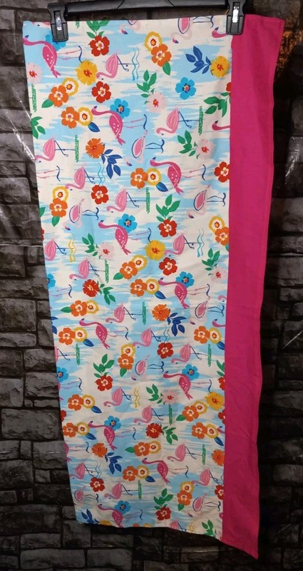 Window Valances Curtains 3 Pink Flamingo Floral Tropical Handmade Summer Fun