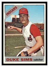 1966 TOPPS DUKE SIMS #169 ROOKIE CARD CLEVELAND INDIANS HIGHER GRADE NO CREASES. rookie card picture