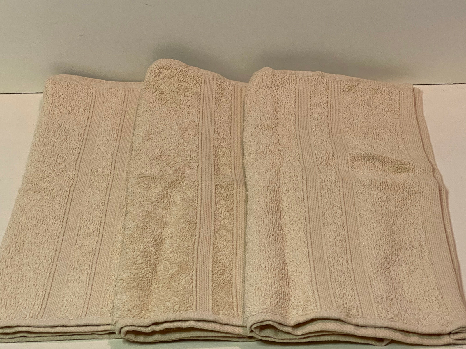 New (set of 3) Simply Essential Cotton Hand Towels Sand Shell Color 16" x 26"