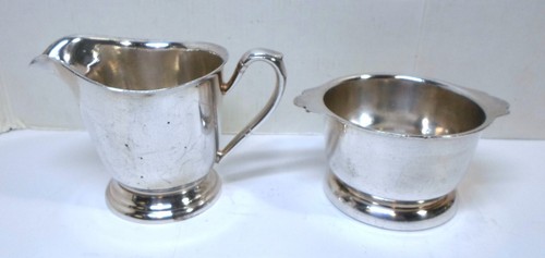 Vintage VICTOR SILVER CO CREAMER & SUGAR BOWL Silver Plated Restaurant Ware - Picture 3 of 9