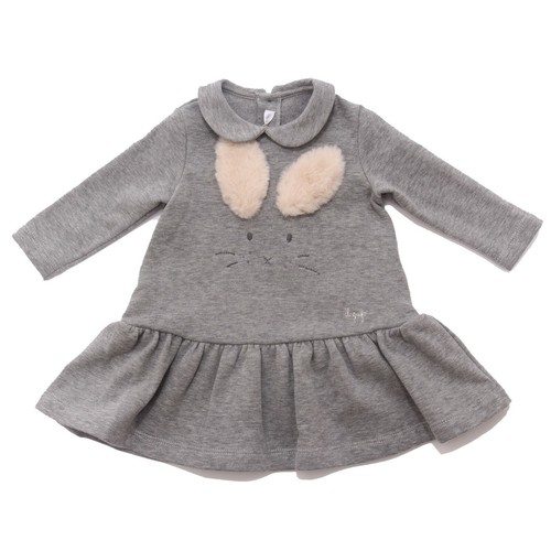 6668AC abito bimba GIRL IL GUFO grey fleece dress kid | eBay