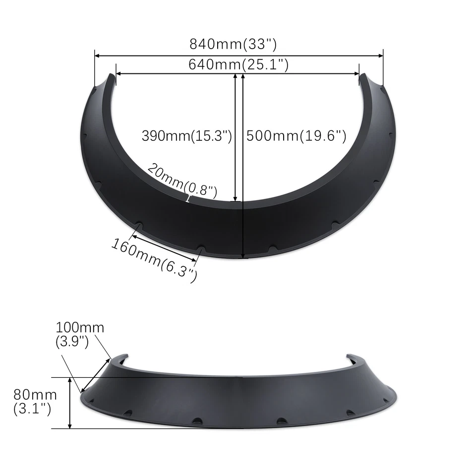 Kit de carrocería ancha negro para Ford Falcon 1960-1970 4,5" 4x guardabarros llamaradas Foto 3 de 4