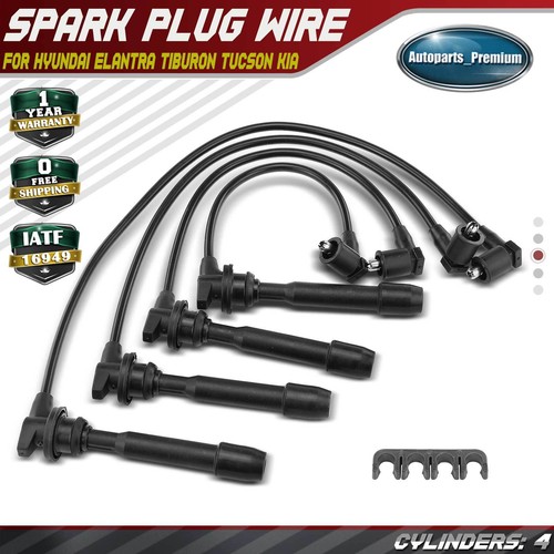 4pcs Spark Plug Wire Set for Hyundai Elantra Tiburon Tucson Kia Spectra