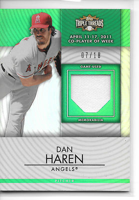 2012 Topps Triple Threads Dan Haren *Game Used* Raw 7/18 Anaheim Angels