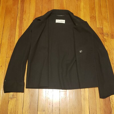 ジャケット・アウター early 90s dolce&gabbana pea coat DOLCE & GABBANA D&G Double Pea Coat Jacket SHORT Men LARGE DARK