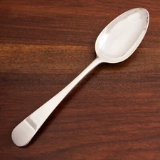 EBENEZER COKER GEORGIAN STERLING SILVER SERVING SPOON HANOVERIAN 1753-55