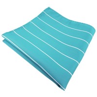 SchöNes Einstecktuch In TüRkis TüRkisblau Silber Gestreift - Tuch 100% Polyester
