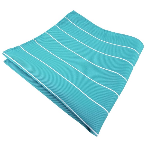 SchöNes Einstecktuch In TüRkis TüRkisblau Silber Gestreift - Tuch 100% Polyester-image
