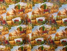 New Farmall Country Living Tractor Scenic 100 Cotton Fabric by the yard