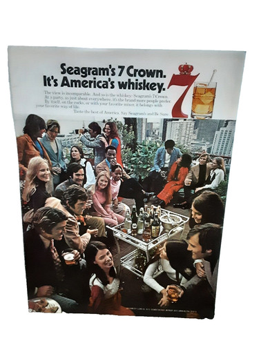 1972 Seagrams 7 Crown Americas Whiskey Original Print ad 70s