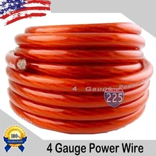 4 Gauge AWG RED Power Ground Stranded Wire Car Audio Cable Sold By The Foot USA