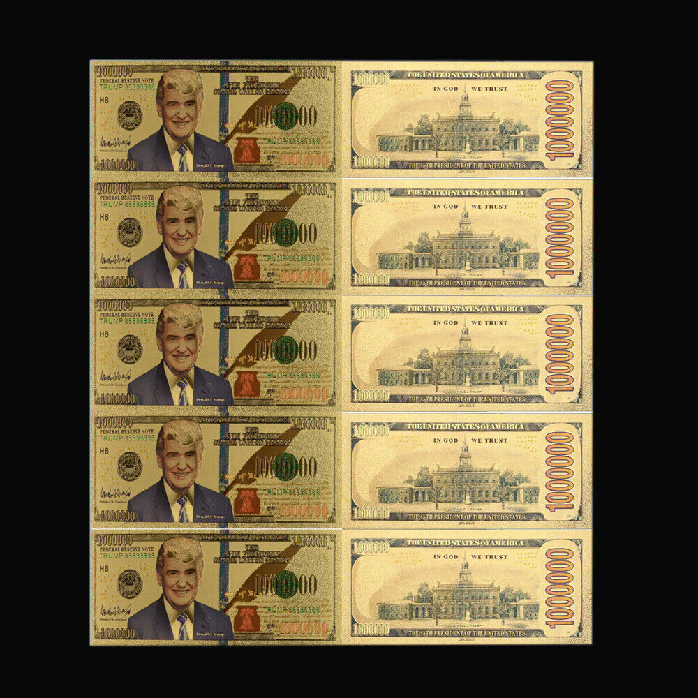 10pcs Gold Banknotes Dollar 売れ筋がひ贈り物 Foil Money Paper 品質は非常に良い Donald Trump Us 24k