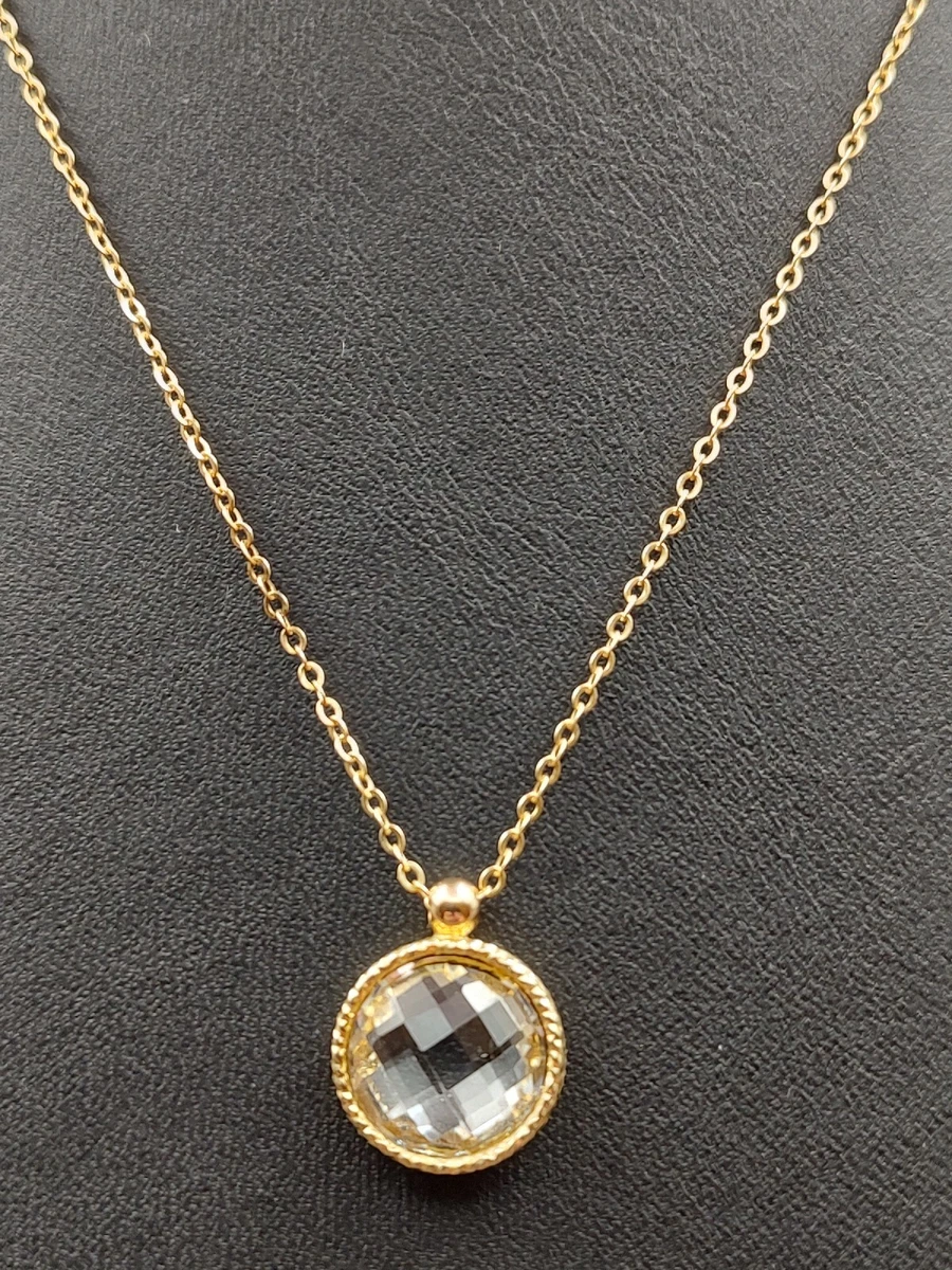 Milor 14K Yellow Gold Goshenite Crystal Pendant Adj 16.5 18