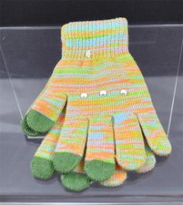 New Varigated Green Orange Blue 3 Finger Texting Gloves Rhinestone Trim B29
