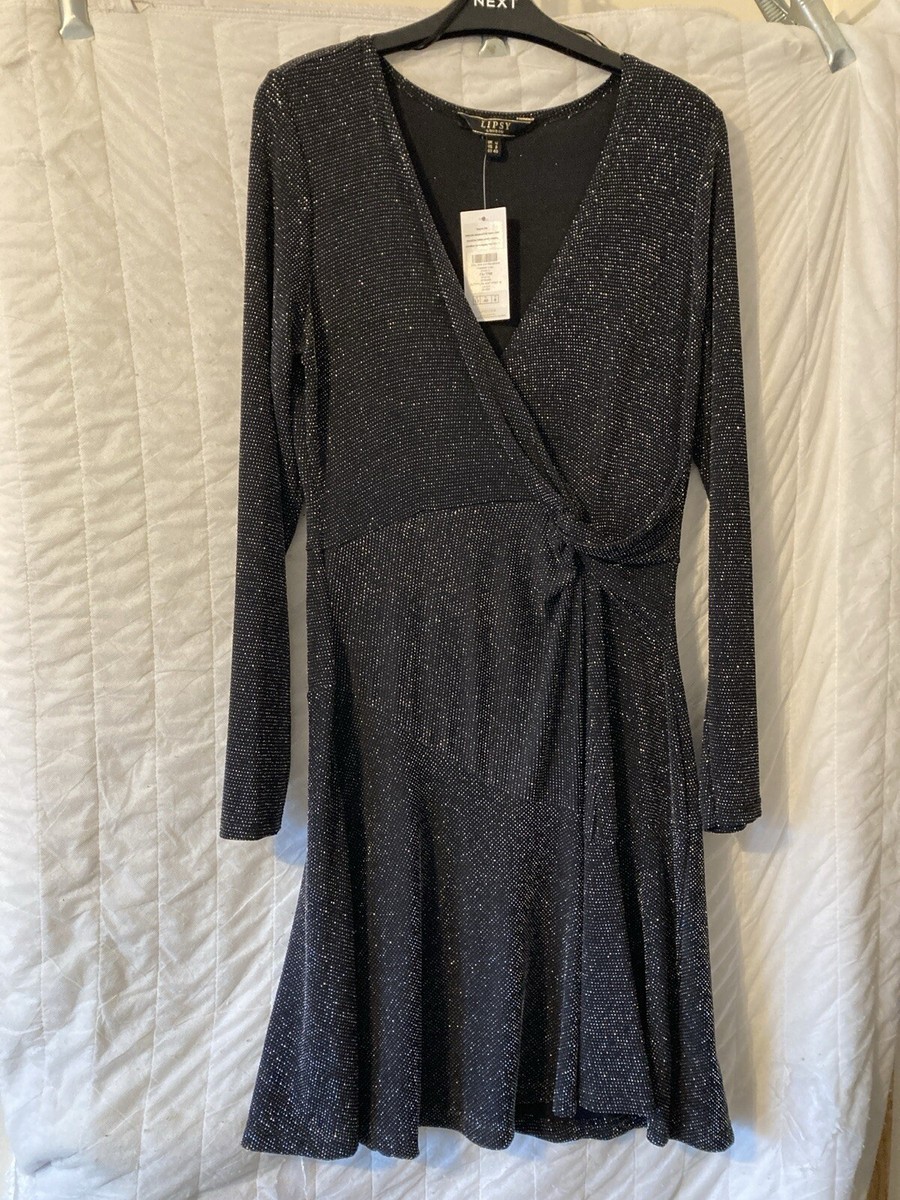 Lipsy Glitter Lurex Knitted MIDI Dress Size 12 BNWT UK