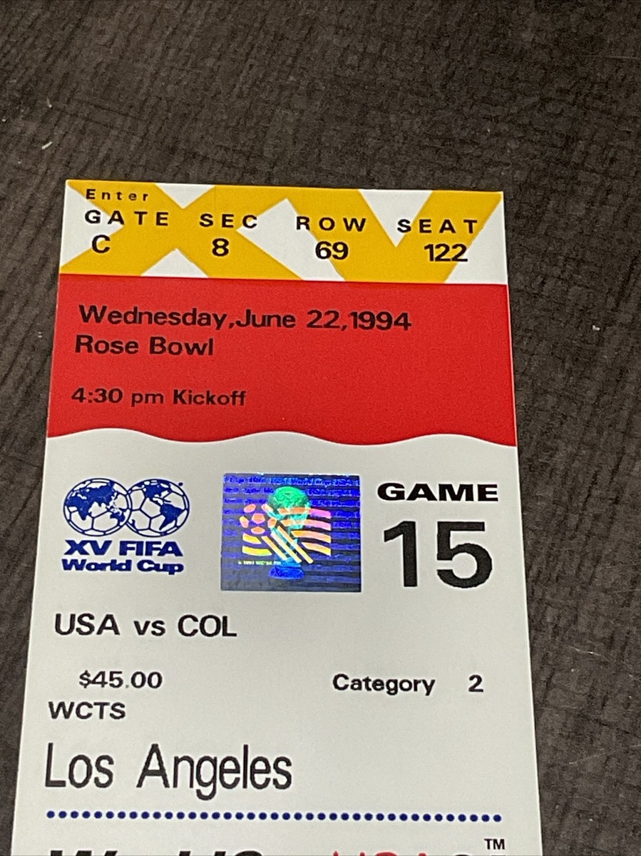 1994 World Cup USA Vs Colombia Match Ticket Andres Escobar Tragic