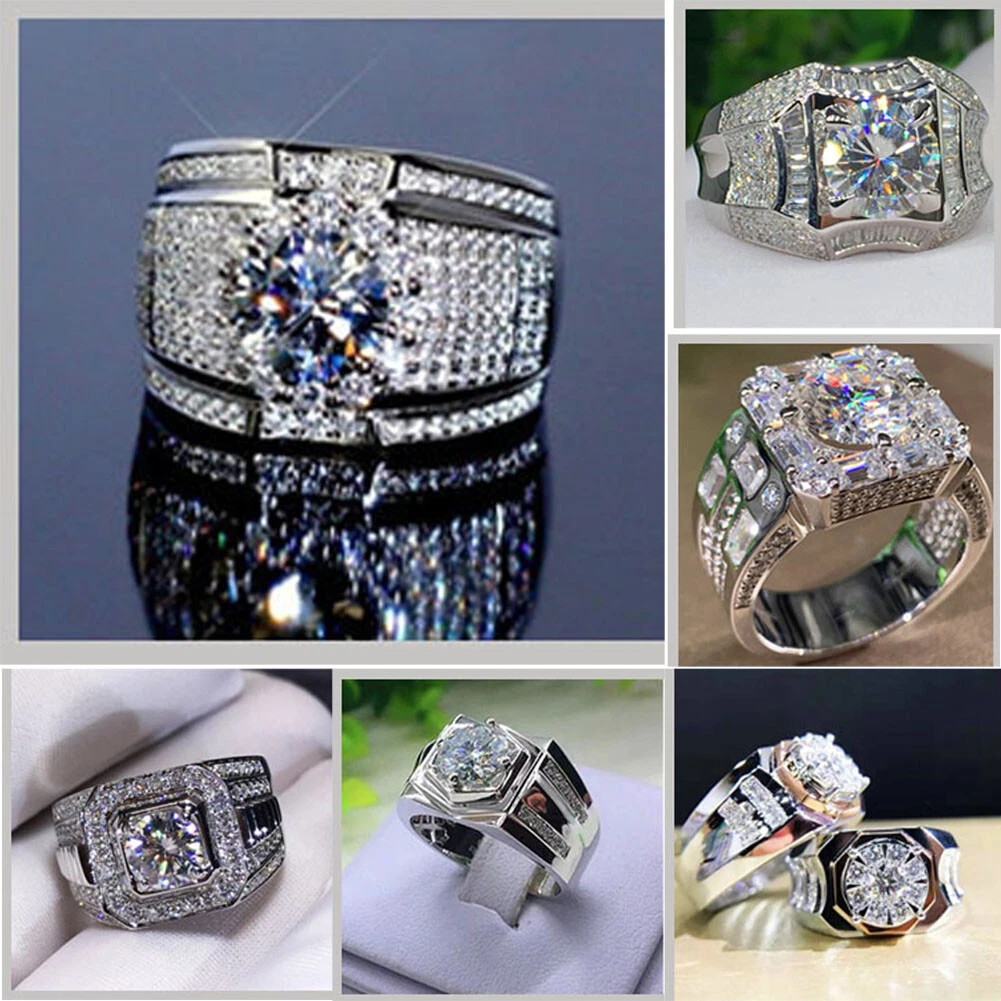 Gorgeous Wedding Rings Men's Zirconia Rings Engagement - Temu