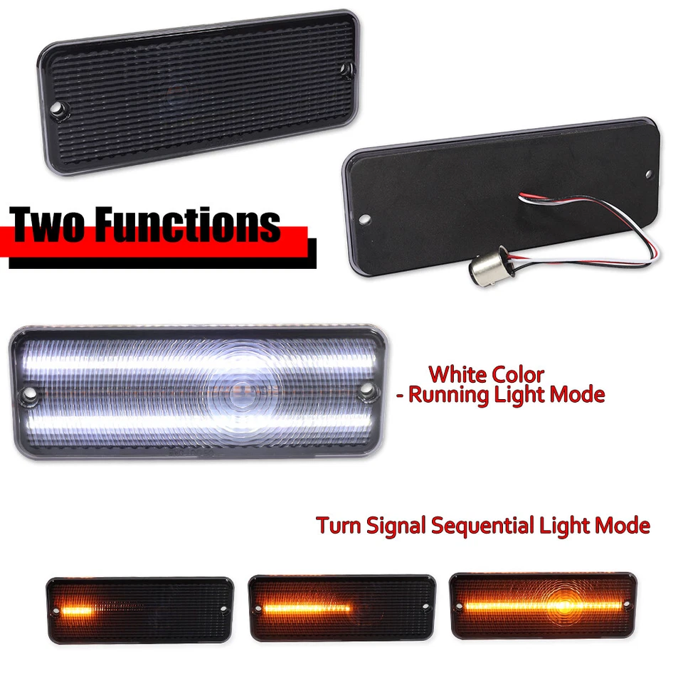 2 Smoke Switchback LED Parking Signal Light Lenses For 1974-1977 Ford F-100 F100 - Image 2 of 4