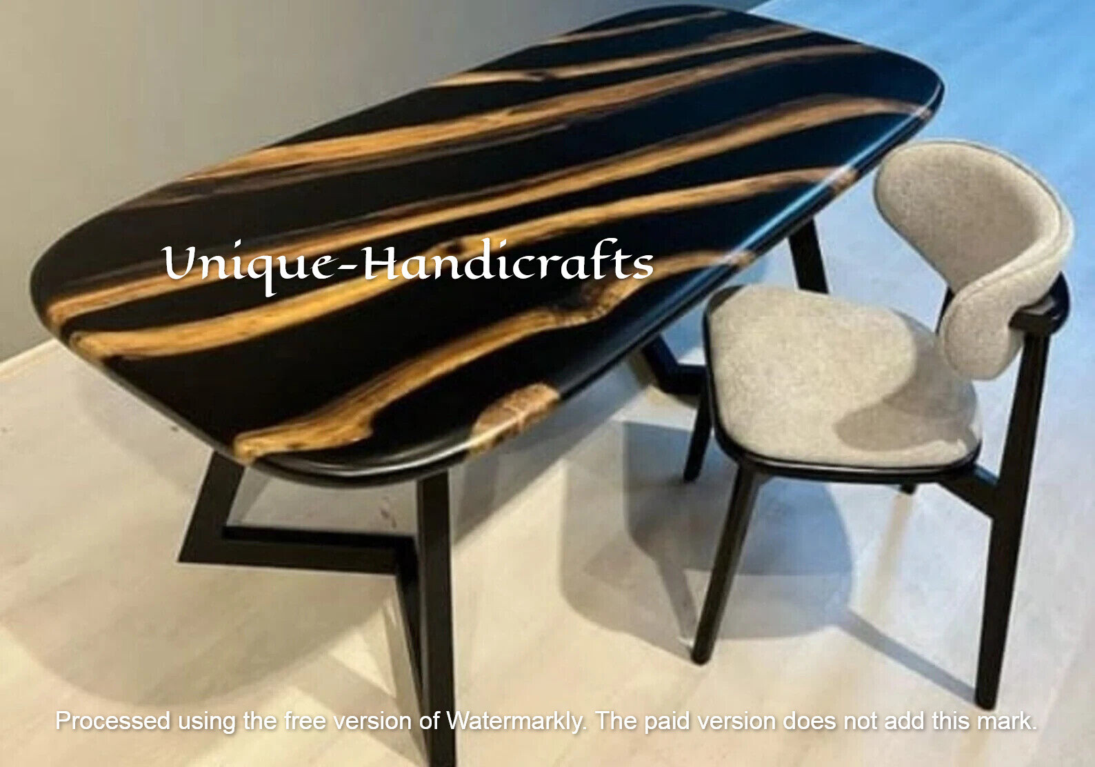 Black Epoxy Dining Table Top, Living Room Table Top, Epoxy Resin Meeting Table