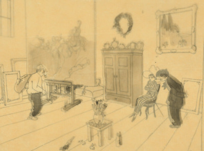 Interior artist studio | pen drawing by Robert Fink | Meggendorfer Blä...