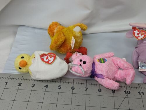 Ty Basket Beanies Chickie Eggbert Eggs Floppity Plush Lot 2001 2002 Stuffed - Picture 6 of 6