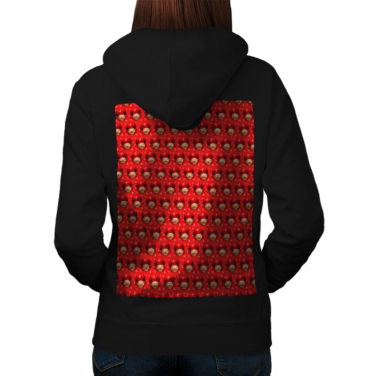 Wellcoda Cute Pattern Christmas Womens Hoodie Back